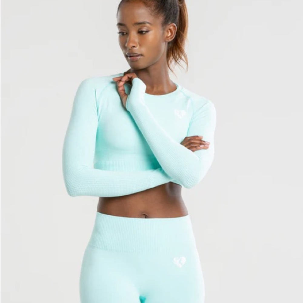 Women’s Best Power Seamless long sleeve crop crop - Bleached aqua